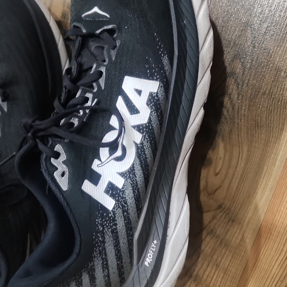 Hoka One Mens Mach 5 Running Sneaker Comfort 13D Castlerock Black White Gray - Picture 3 of 7